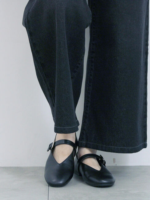 Samansa Mos2 blue「Vカットメリージェーン」|ビジネス・ドレスシューズ|