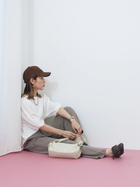 Samansa Mos2 blue「スエードロゴ刺繍キャップ」|その他|