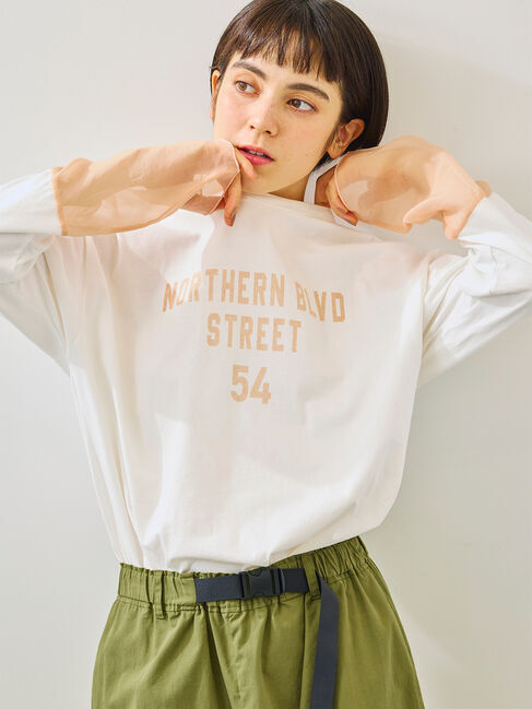 SM2「袖口シアー切替ロゴプリントカットソー」|Tシャツ・カットソー|オフホワイト