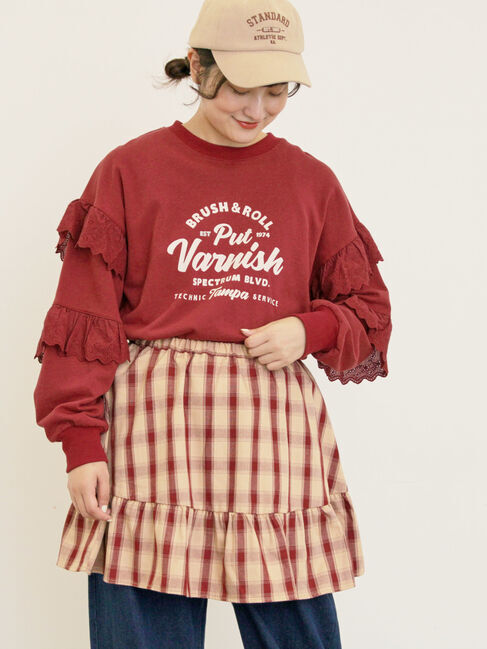 Samansa Mos2「袖フリル切替えスウェット」|Tシャツ・カットソー|