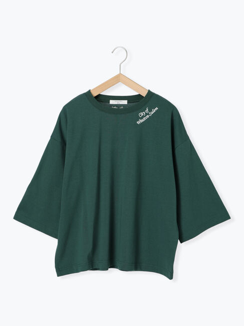 Samansa Mos2 blue「チェーン刺繍7分袖プルオーバー」|Tシャツ・カットソー|グリーン