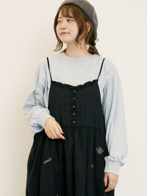 Samansa Mos2「コード刺繍長袖Tシャツ」|Tシャツ・カットソー|ブルー