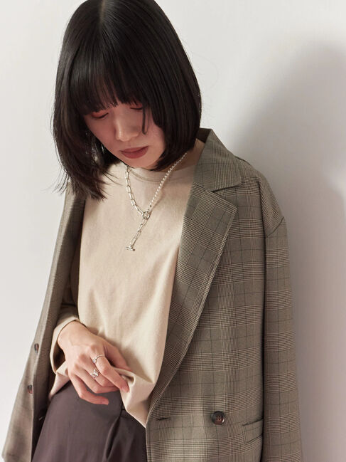 Samansa Mos2 blue「パール&チェーンミックスネックレス」|その他|