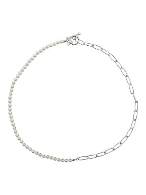 Samansa Mos2 blue「パール&チェーンミックスネックレス」|その他|