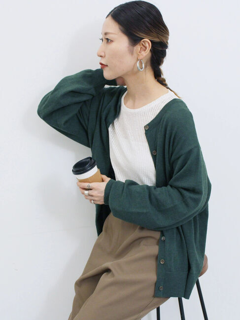 Samansa Mos2 blue「マルチスタイル前後2wayクルーネックカーディガン」|カーディガン|