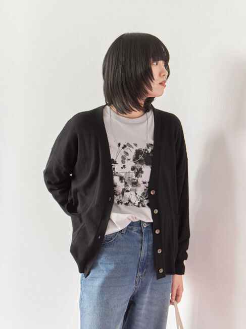 Samansa Mos2 blue「箔フォトプリントロンT」|Tシャツ・カットソー|