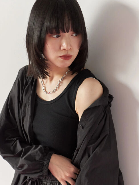 Samansa Mos2 blue「◎リブタンク」|Tシャツ・カットソー|ブラック