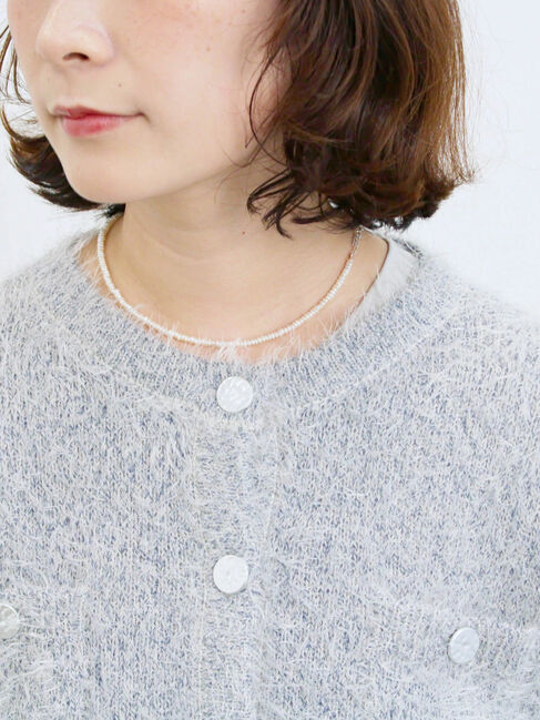 Samansa Mos2 blue「フェザーニットカーディガン」|カーディガン|