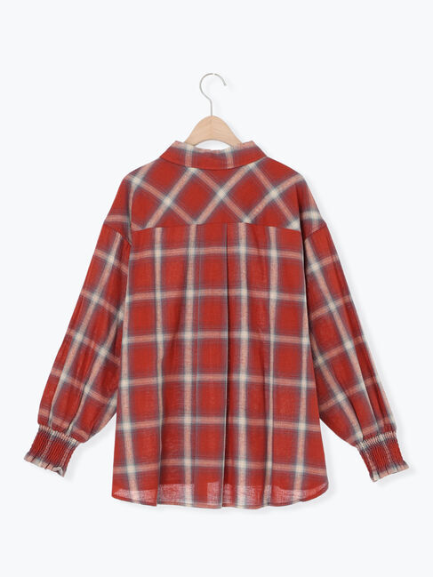 Samansa Mos2「袖口シャーリングチェックシャツ」|シャツ・ブラウス|