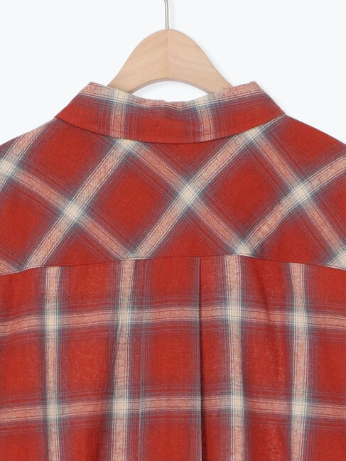 Samansa Mos2「袖口シャーリングチェックシャツ」|シャツ・ブラウス|