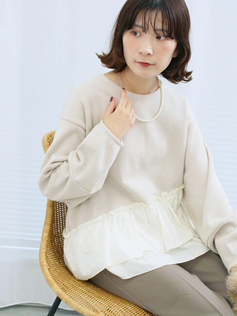 Samansa Mos2 blue「ペプラムドッキングプルオーバー」|Tシャツ・カットソー|キナリ