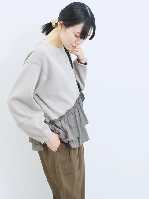 Samansa Mos2 blue「ペプラムドッキングプルオーバー」|Tシャツ・カットソー|