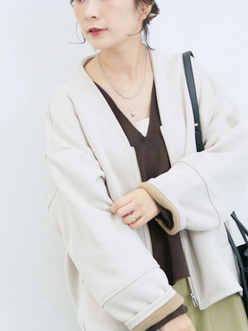 Samansa Mos2 blue「【マシンウォッシャブル】マルチスタイルボンディングブルゾン」|ブルゾン・スタジャン|