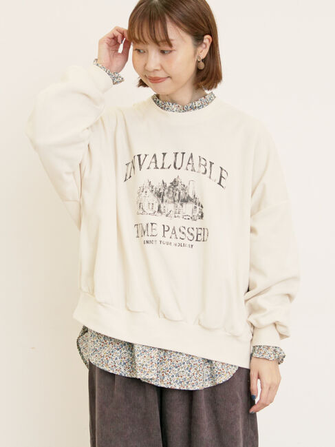 Samansa Mos2「プリントゆるスウェット」|Tシャツ・カットソー|