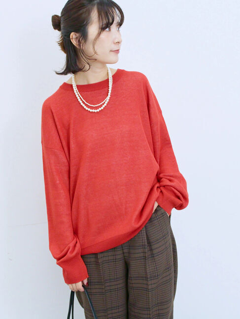 Samansa Mos2 blue「アソートロゴジャガードニットプルオーバー」|ニット・セーター|