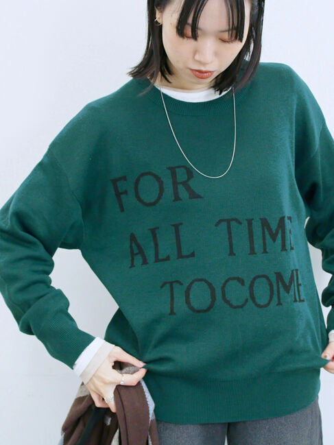 Samansa Mos2 blue「アソートロゴジャガードニットプルオーバー」|ニット・セーター|