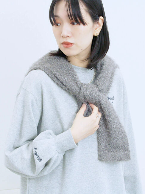 Samansa Mos2 blue「ラメ裏毛プルオーバー」|Tシャツ・カットソー|