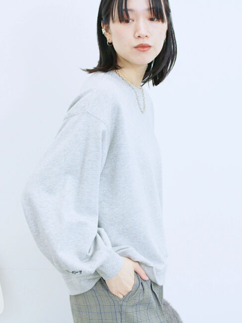 Samansa Mos2 blue「ラメ裏毛プルオーバー」|Tシャツ・カットソー|