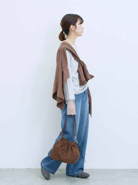 Samansa Mos2 blue「膨れジャガード袖チュールプルオーバー」|Tシャツ・カットソー|