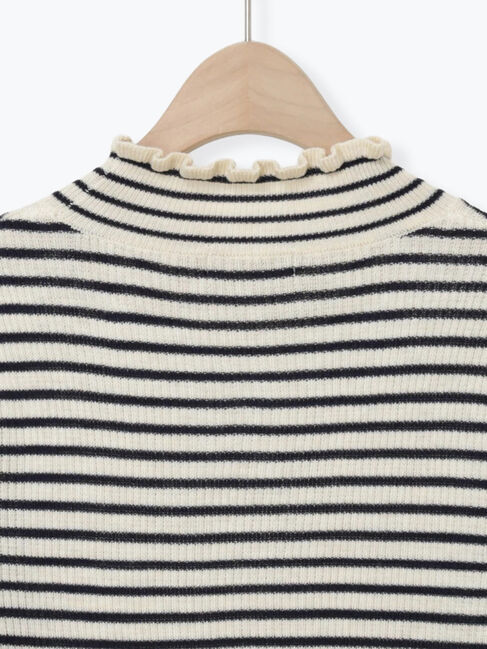 Samansa Mos2「【マシンウォッシャブル】リブフリルタートルネックニット」|ニット・セーター|