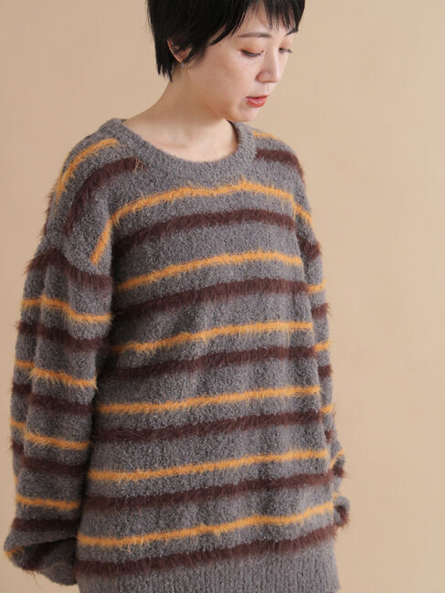 sm2rhythm「ボーダーブークレニットプルオーバー」|ニット・セーター|