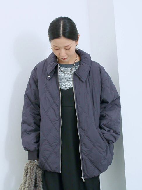 Samansa Mos2 blue「バルーンキルトジャケット」|その他|