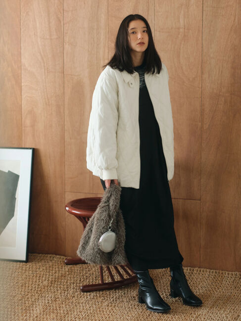 Samansa Mos2 blue「バルーンキルトジャケット」|その他|