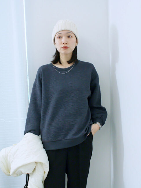 Samansa Mos2 blue「ジャガードダンボールプルオーバー」|Tシャツ・カットソー|