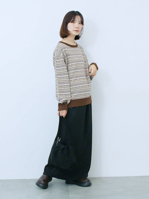 Samansa Mos2 blue「もちもちジャガードニットプルオーバー」|ニット・セーター|