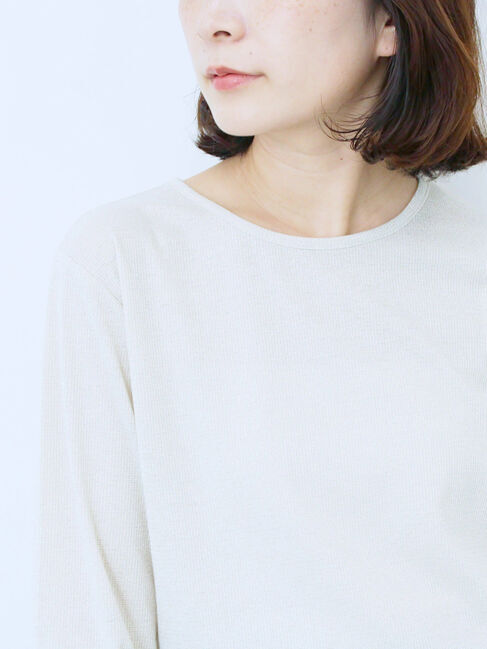 Samansa Mos2 blue「ラメリブプルオーバー」|Tシャツ・カットソー|