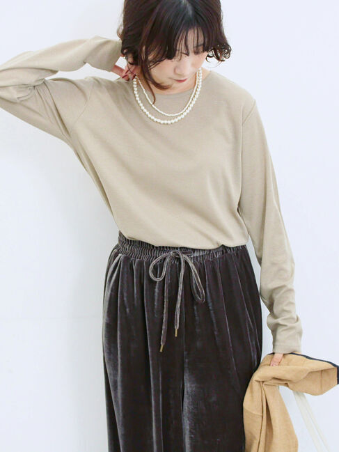 Samansa Mos2 blue「ラメリブプルオーバー」|Tシャツ・カットソー|