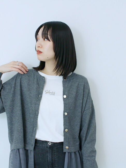Samansa Mos2 blue「ワンポイント刺繍プルオーバー」|Tシャツ・カットソー|