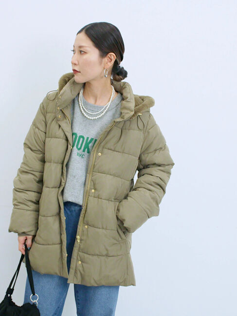 Samansa Mos2 blue「スタイルアップパデットコート」|その他|