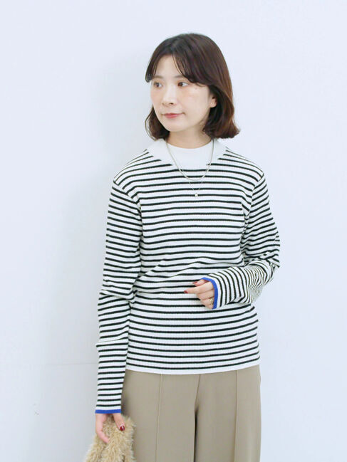 Samansa Mos2 blue「【Hug knit】リブハイネックプルオーバー」|ニット・セーター|