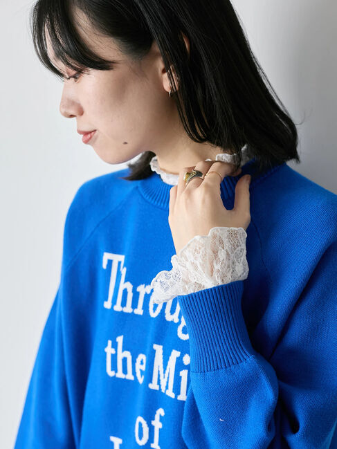 Samansa Mos2 blue「ロゴニットプルオーバー」|ニット・セーター|ブルー