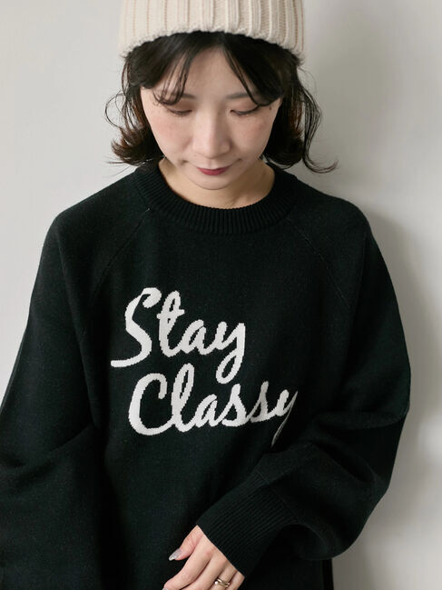 Samansa Mos2 blue「ロゴニットプルオーバー」|ニット・セーター|