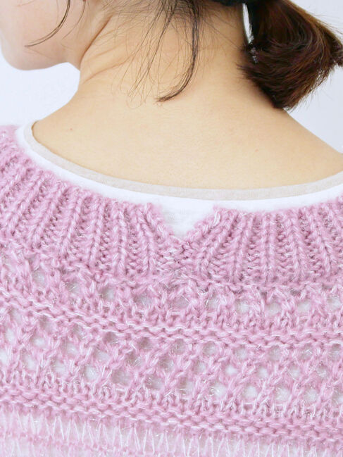 Samansa Mos2 blue「透かし柄ニットプルオーバー」|ニット・セーター|