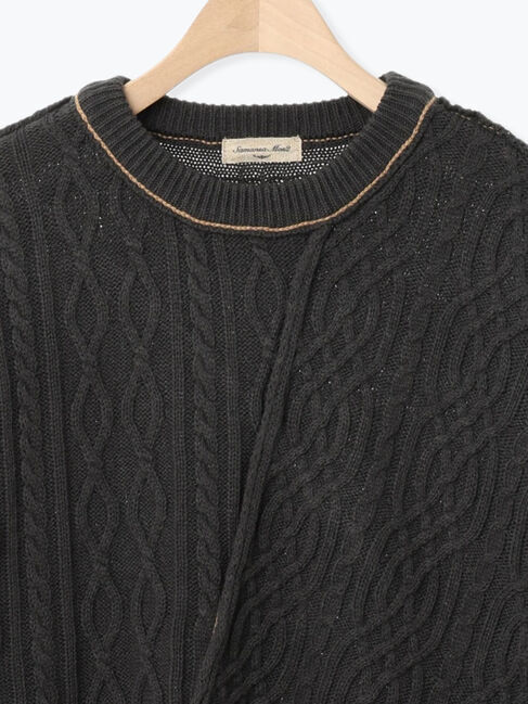 Samansa Mos2「ケーブルパッチワークステッチプルオーバー」|ニット・セーター|