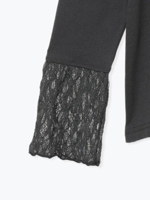 Samansa Mos2 blue「衿袖チュールハイネックプルオーバー」|Tシャツ・カットソー|