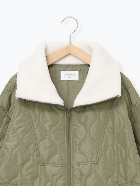 Samansa Mos2 blue「衿ボアキルトジャケット」|その他|