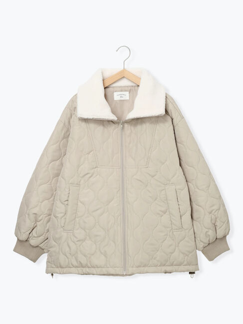 Samansa Mos2 blue「衿ボアキルトジャケット」|その他|