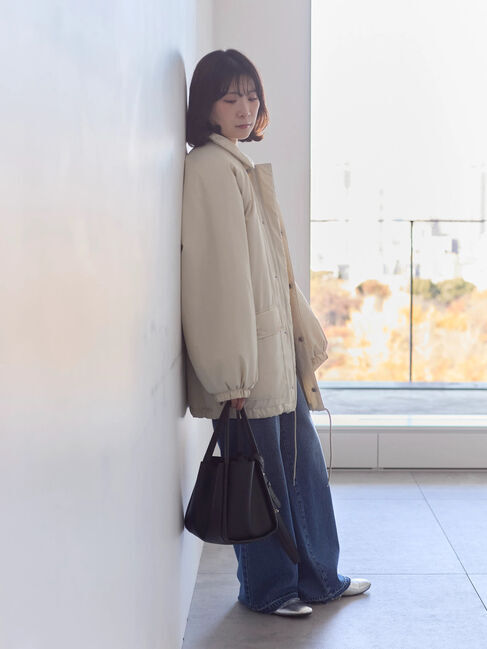 Samansa Mos2 blue「襟付中綿ブルゾン」|ブルゾン・スタジャン|