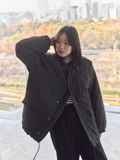 Samansa Mos2 blue「襟付中綿ブルゾン」|ブルゾン・スタジャン|