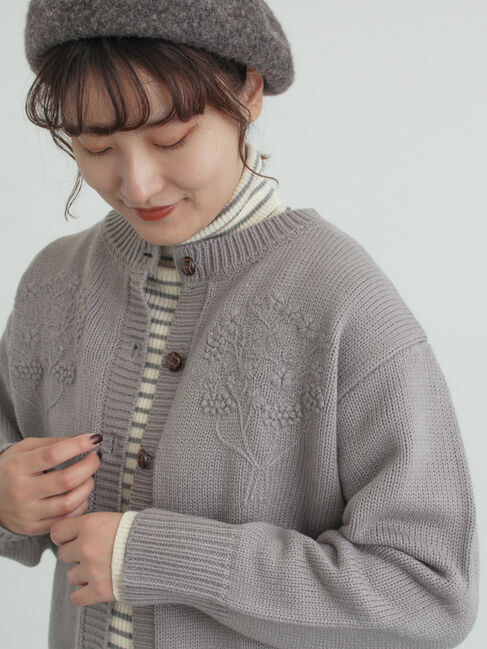 Samansa Mos2「◎刺繍カーディガン」|カーディガン|グレー