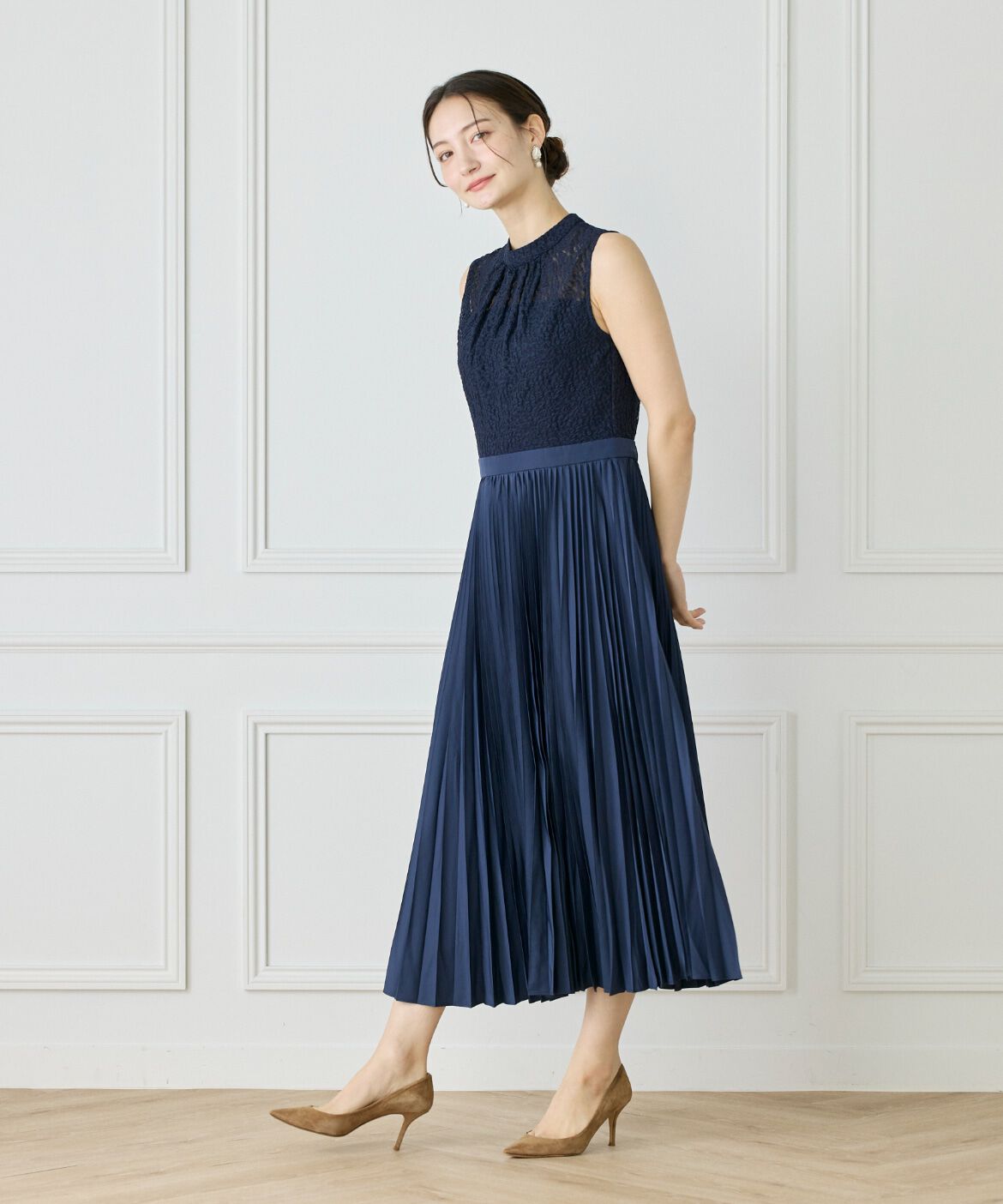 ef-de Black「レース x プリーツワンピース」|ワンピース|