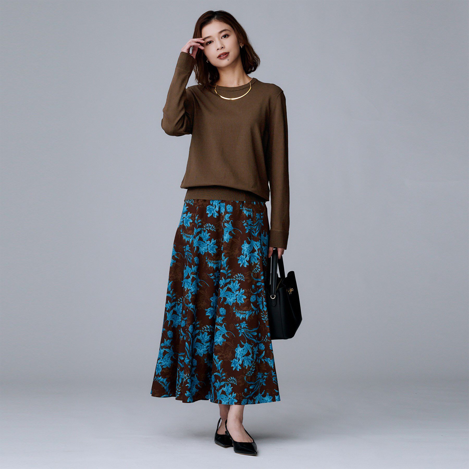 UNTITLED「【フリル取り外し可/きれいめエレガント】フリルシャツレイヤード風ニット」|ニット・セーター|