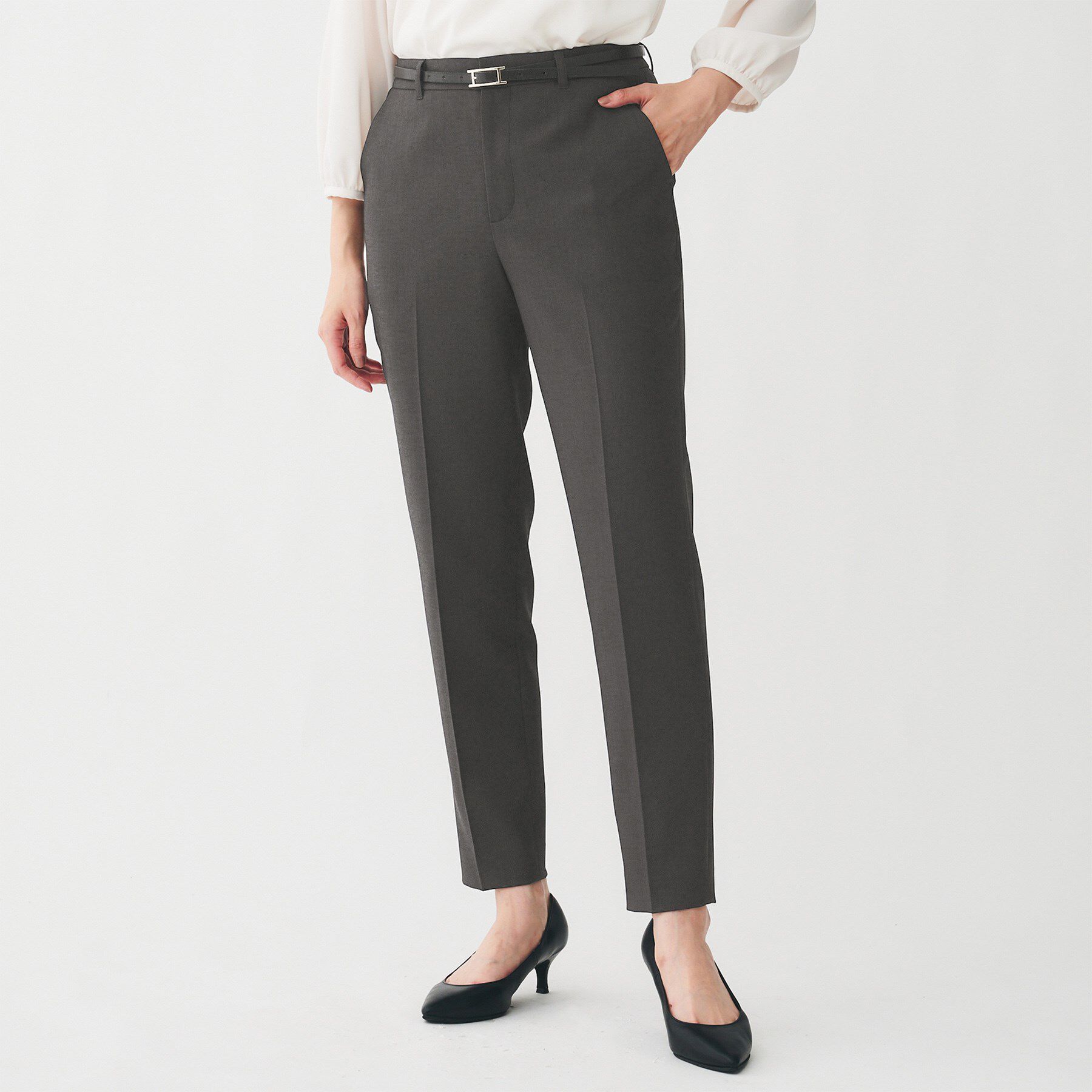 UNTITLED「【洗える/お仕事スーツ】ドライメランジ テーパードパンツ」|その他|チャコールグレー(6