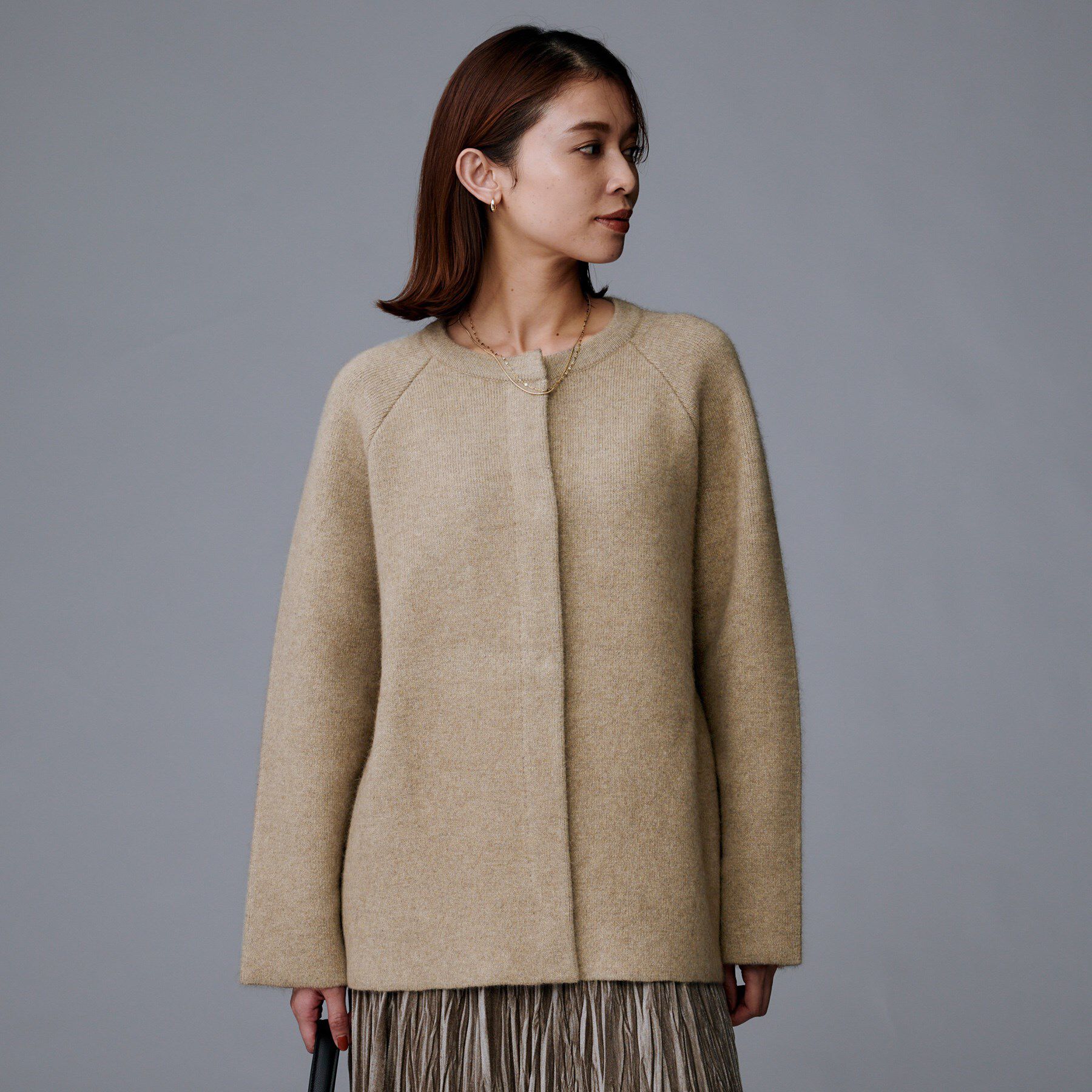 UNTITLED「【軽アウター/ミドル丈】ウールニットコーディガン」|カーディガン|