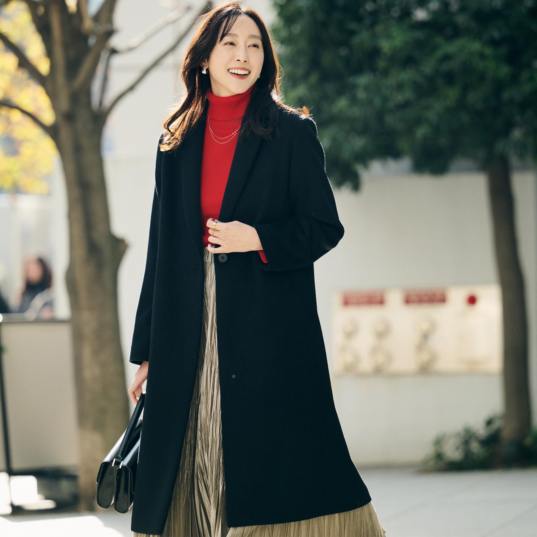 UNTITLED「【スタイリッシュ／オンオフ兼用】ウールチェスターコート」|チェスターコート|ブラック(019)