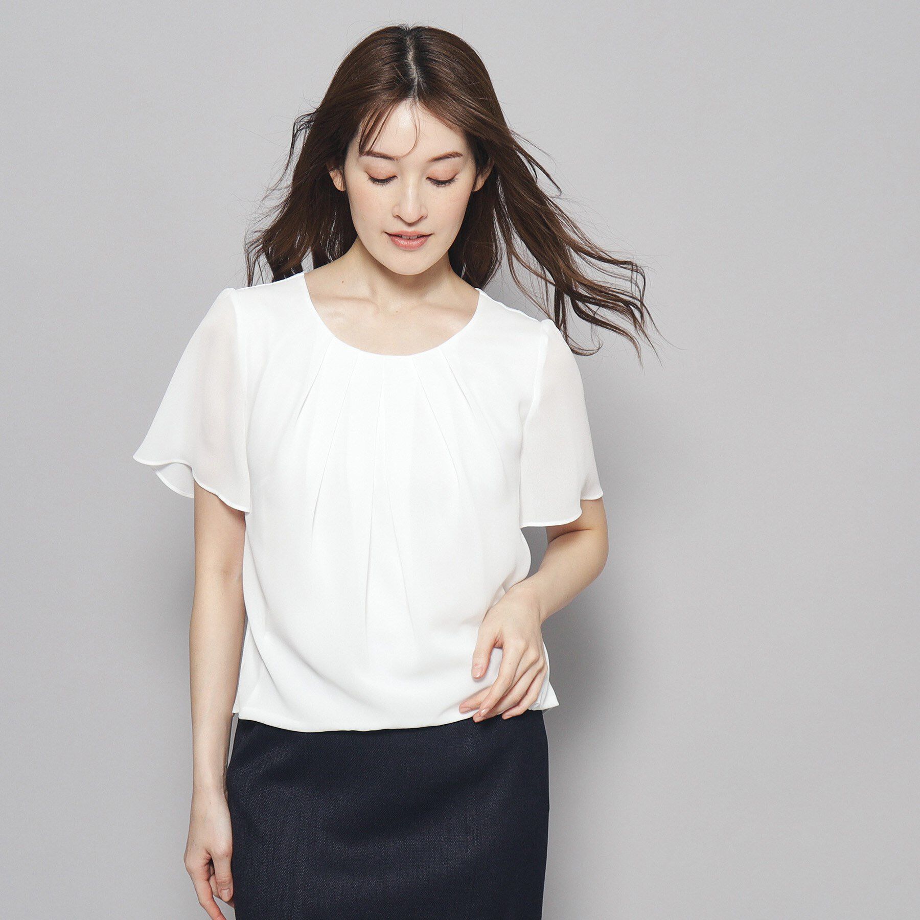 COUP DE CHANCE「【洗える／日本製】フロントタック半袖デザインブラウス」|シャツ・ブラウス|